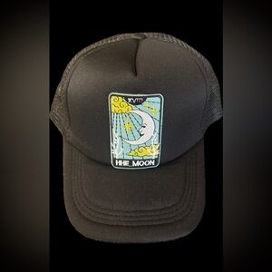 Black Trucker Hat with Moon Patch